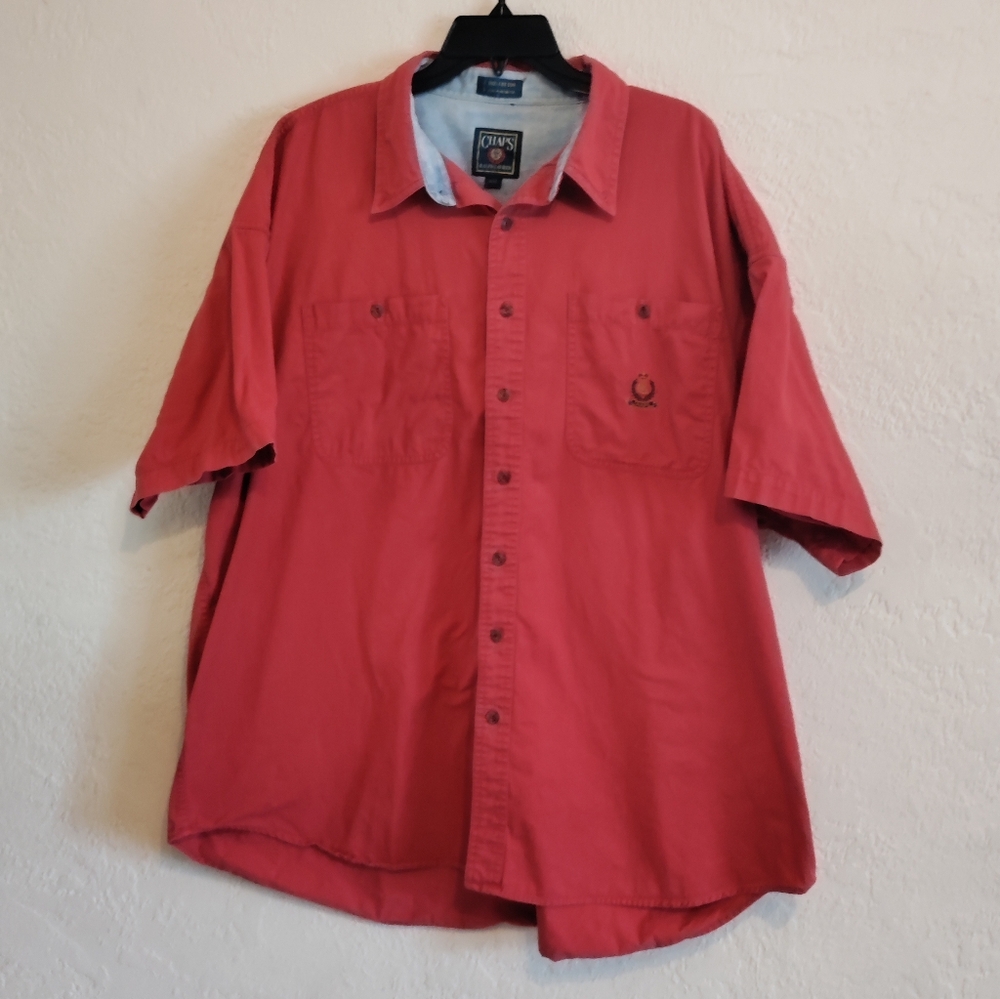 Chaps Ralph Lauren Mens shirt button up short sleeve XXL Red